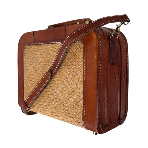 Bosboom Orient Express Vintage Wicker Leather Hard Case Travel Bag Crossbody - Picture 2 of 16